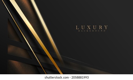 Golden diagonal with sparkle glitter light effects elements, Luxury black background.