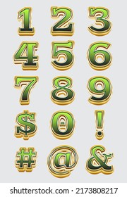 golden diamond abstract numbers set vector illustration