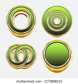 golden diamond circle border frame vector illustration