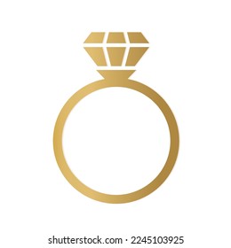 golden diamond engagement ring icon  - vector illustration