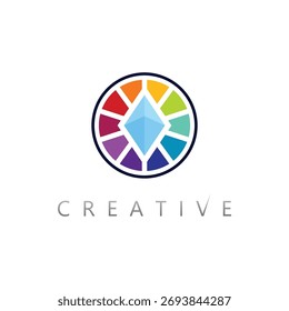 Logotipo vetor de pedra preciosa de diamante dourado com reflexos brilhantes adequado para a marca premium business