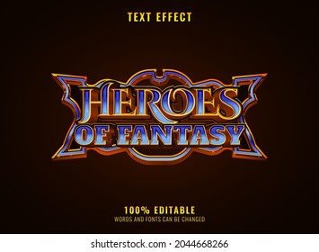 Golden Diamond Heroes Of Fantasy Rpg Game Logo Title Text Effect With Frame