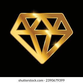 Golden Diamond Logo Vector Icon vector illustration in black background