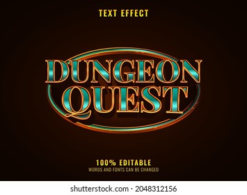 golden diamond luxury dungeon quest medieval rpg game logo text effect