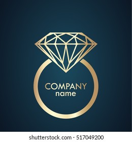 golden diamond ring shape logo