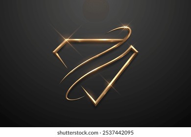 Golden diamond shape template on black background