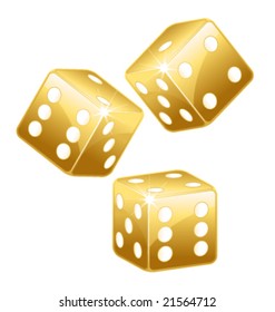 Golden dices vector and isolated