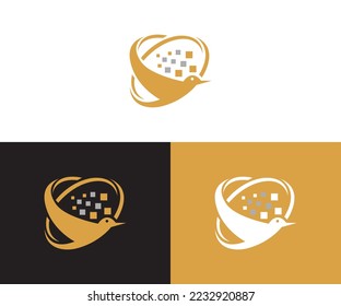golden digital eagle logo design eps