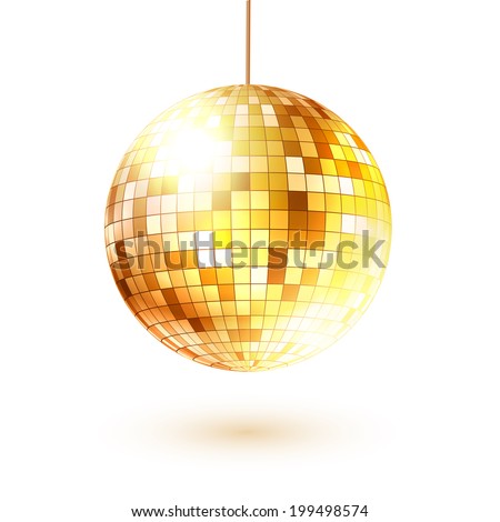 Golden Disco Ball Vector Illustration Isolated Stock Vector (Royalty