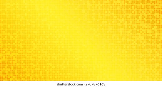 Patrón de fiesta disco dorado. Fondo de textura de mosaico de lentejuelas cuadradas amarillas. Abstractas Fondo de pantalla de semitono brillante de oro. Pop de fondo de destellos de brillo cómico. Plantilla de diseño de Vector retro