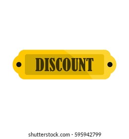 Golden discount label icon in flat style isolated on white background vector illustration