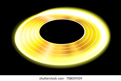golden disk on a black background illustration of a glowing