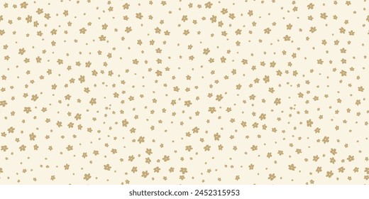 Goldenes Schmutzmuster. Einfache Vektorgrafik Gold und Weiß nahtlose Ornament mit kleinen Blumen. Eleganter abstrakter Blumenhintergrund. Minimale Luxus-Textur. Wiederholtes Design für Dekor, Stoff, Bildschirmhintergrund, Druck