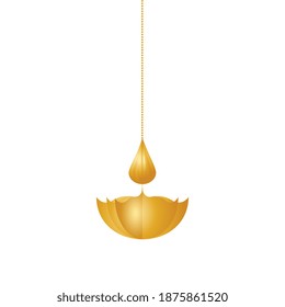 golden diwali candle decorative hanging vector illustration design
