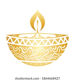golden diwali candle decorative icon vector illustration design