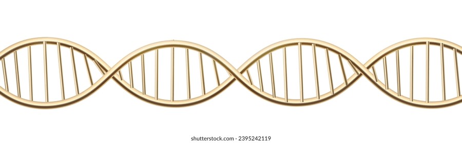 Goldene DNA. 3d wissenschaftliches Element. Biotechnologie. Genetisches Forschungszeichen.Vektorgrafik