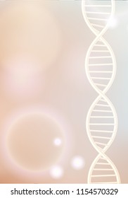 Golden DNA structure vector background. Beauty skin care luxury cosmetics concept. Molecular structure. 3D . Blurred bright bokeh background.  abstract background