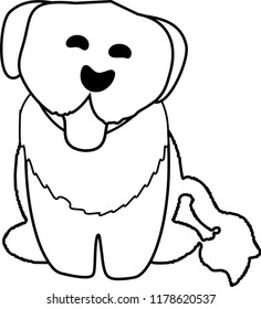 Golden Dog Cartoon Sitting and squat, tongue Doodle for cute cartoon coloring for children. Vector illustration for decoration.