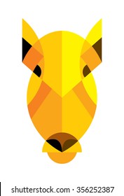 Golden dog face mask on a white background