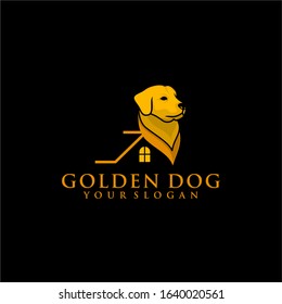 Golden Dog Logo Vector Template