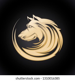 Golden dog profile portrait, vector illustartion