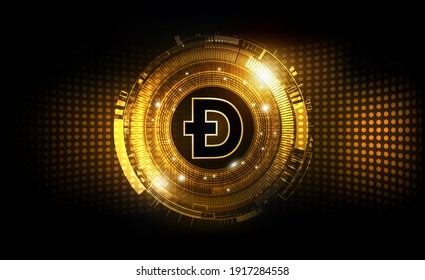 Golden Dogecoin digital currency, futuristic digital money on financial chart, Doge, Dogecoin technology abstract background concept, vector illustration svg