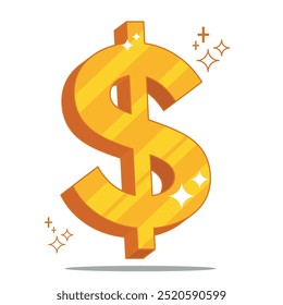golden dollar with 3d effect and glitter