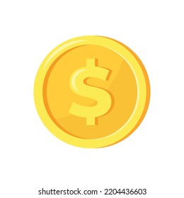 Golden dollar coin icon isolated on white background. Vector illustration