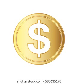 Golden Dollar Coin Icon Vector Illustration Stock Vector (Royalty Free ...