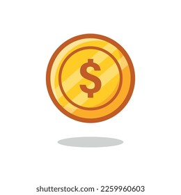 Icono vector de moneda de oro del dólar.