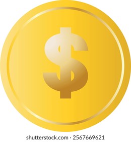Golden Dollar Coin Vector Illustration Graphic