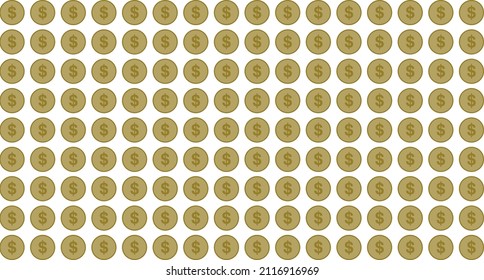 Golden dollar coins background, Vector illustration
