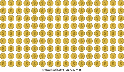 Fondo de las monedas de oro en dólares, ilustración del vector