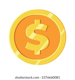 Golden dollar isolated coin icon. Vector illustration on white background