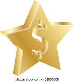 Golden dollar sign. 3D. Vector golden icon.