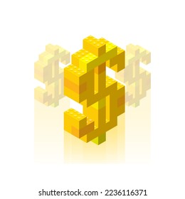 Golden dollar sign concept on white background. Vector clipart