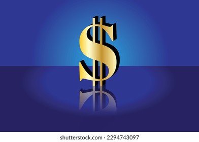 
Golden dollar sign on a blue background. Dollar letter concept in EPS10 vector illustration.