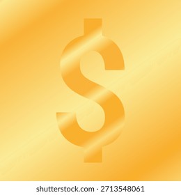 Goldenes Dollarzeichen mit glattem Farbverlauf-Hintergrund, das Wohlstand, Finanzen und wirtschaftlichen Wohlstand in einem modernen minimalistischen Stil symbolisiert