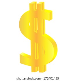 Golden Dollar sign. Vector illustration.