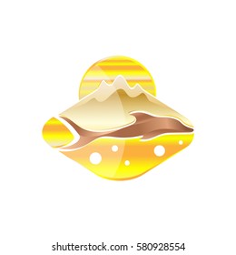 Golden dolphin vector illustration, isolated logo on white.
