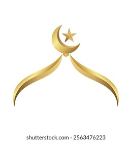 golden dome with crescent star islamic design vector illustration