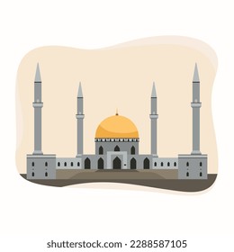Golden Dome Mosque Vector Islamic Illustration