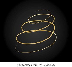 Goldene abstrakte Linie für Doodle. Handgezeichnete, lockige Würfel, Würfel und Swoops. 3D-Welle, Goldrausch. Kurz unterstreichen oder hochziehen. Vektorgrafik eps10.