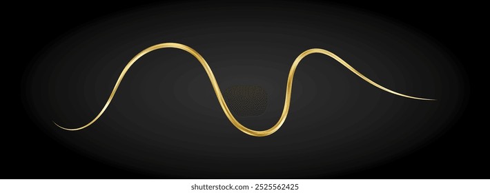 Línea abstracta de doodle dorado. Dibujados a mano, swashes y swoops. Onda 3D, remolino de oro. Subrayado o línea ascendente ondulados. Vector eps10 ilustración.