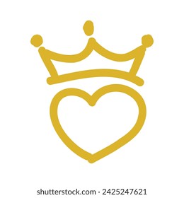 Golden Doodle Crown Heart Line Icon