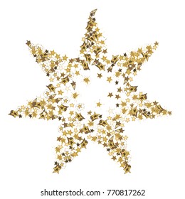 Golden Doodle star. Scattered colorful stars on white background. Star confetti vector illustration for print, paper, textile.