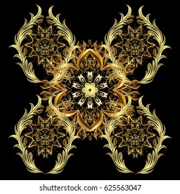Golden and doodles pattern. Elegant vector classic pattern. Abstract background with repeating elements.