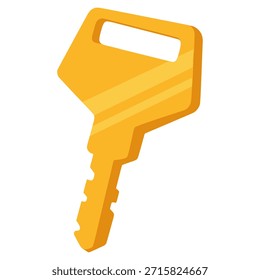 Golden door key access security flat color vector illustration template design
