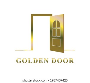 golden door open logo vector, the way out concept.