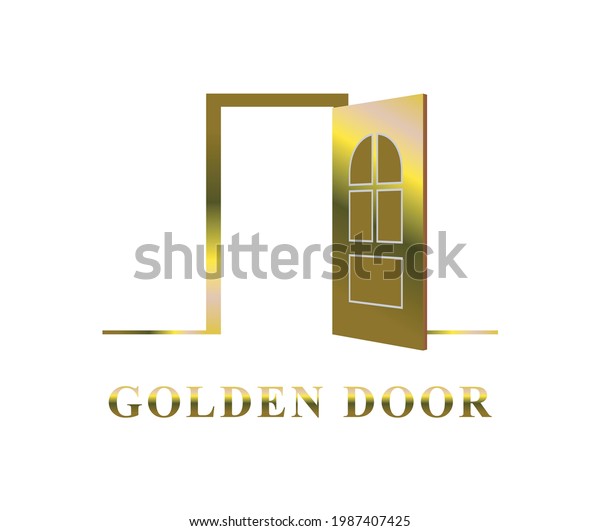 Golden Door Open Logo Vector Way Stock Vector (Royalty Free) 1987407425
